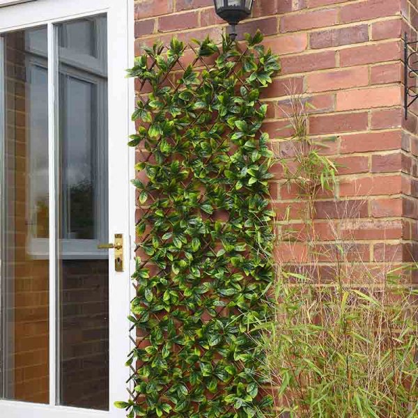 Smart Garden Faux Decor Lemon Leaf Trellis Green 180cm x 60cm 5045082 | UV Protected | Attached to an Expandable Willow Trellis| Maintenance-Free Home Decor | Use Vertically or Horizontally | A Stylish Alternative to Traditional Fencing