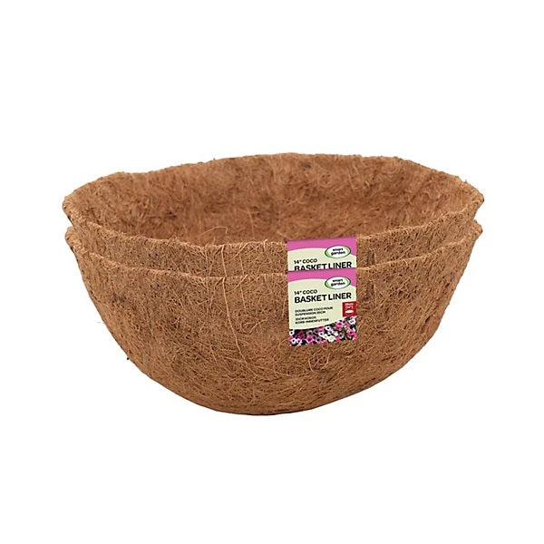 Smart Garden Coco Basket Liner Brown 14-Inch Pack of 2 6050090 | Natural Replacement Liner for Hanging Baskets | Eco-Friendly Coconut Fiber | Keeps Soil Moist | Ideal for Outdoor Planters and Garden Displays