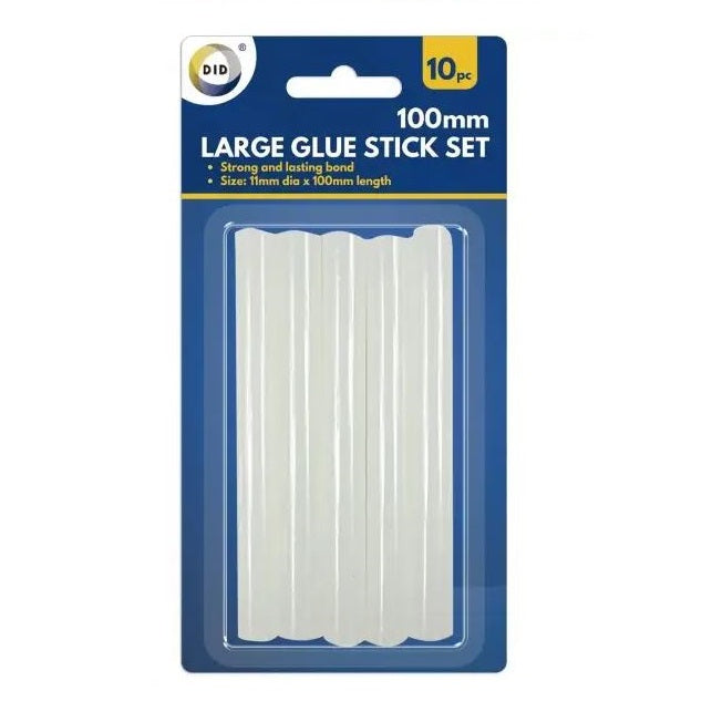 DID Large Glue Stick Set White 100mm x 11mm Pack of 10 HW5852 | Creates a Strong-Secure Bond | Strong and Lasting Bond | Ideal for DIY Projects and Crafts | Use for High-Low and Dual Temperature Glue Guns