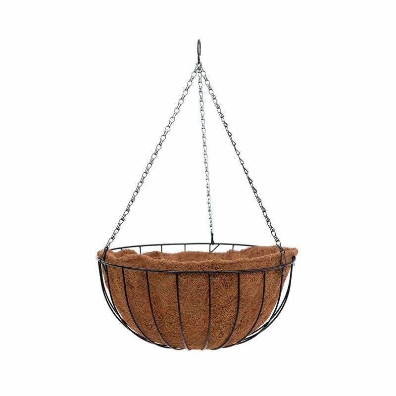 Smart Garden Metal Hanging Basket Planter with Chain and Coco Liner Brown 14-Inch 6030021 | Hanging Flower Pot for Outdoor and Indoor Use | Robust Construction for Long Life