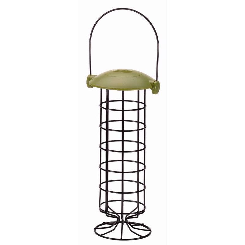 ChapelWood Twist Top Suet Ball Feeder Green 20cm 7510004 | Quick and Easy Filling | Bird Feeder with Perch Ring | Sturdy Metal Design
