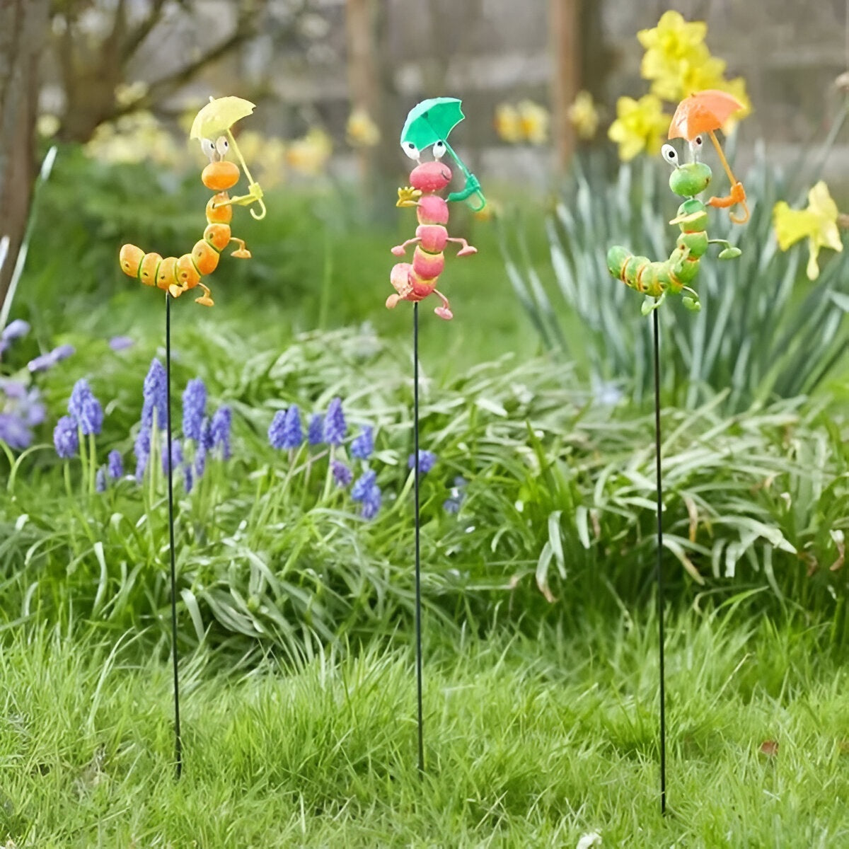 Smart Garden Flamboya Brolly Bug Loony Stake Assorted H53cm Pack of 1 5031061 | Fun and Colourful Border Stake | Enhances Flowerbeds - Borders and Pots | Hand Painted