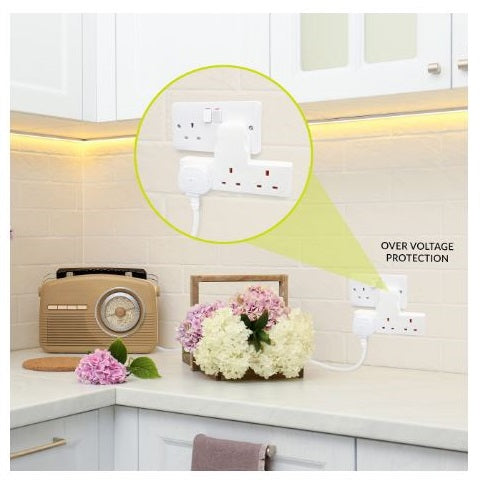 DID 3-Way Gang Adaptor Plug White EL7410 | 13 Amp Fused | BS 1363-3 Compliant | Triple Socket Adapter for Home and Office Use | Inoor Use Only