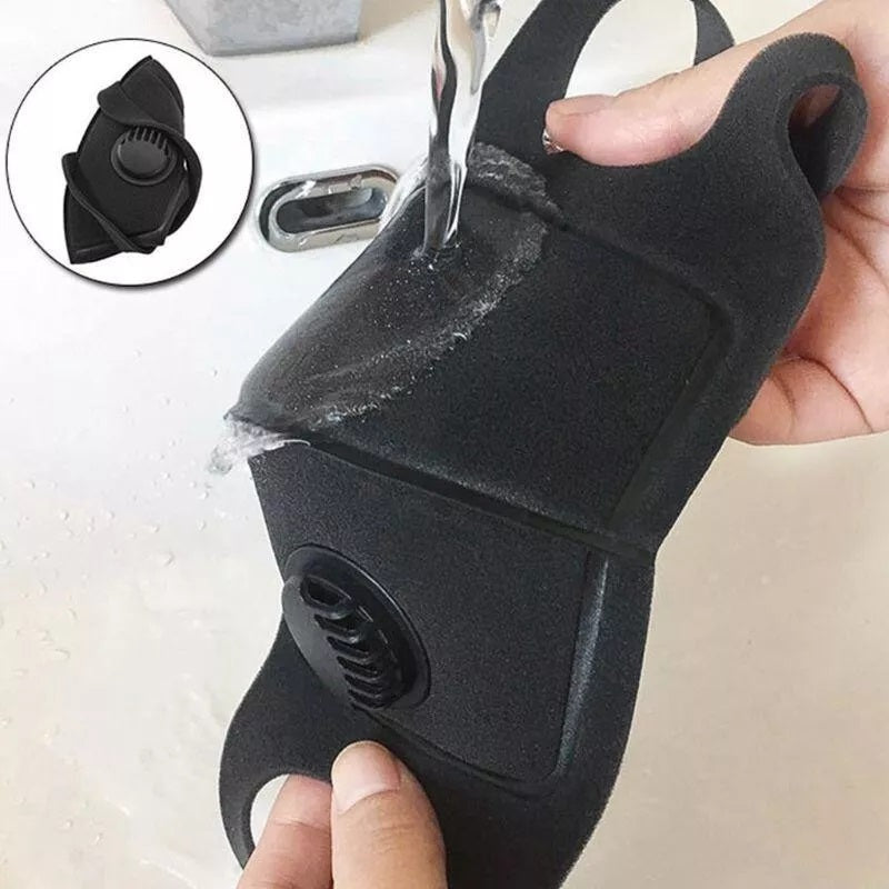 Reusable Air Pollution Face Mouth Mask with PM2.5 Breathing Valve Black