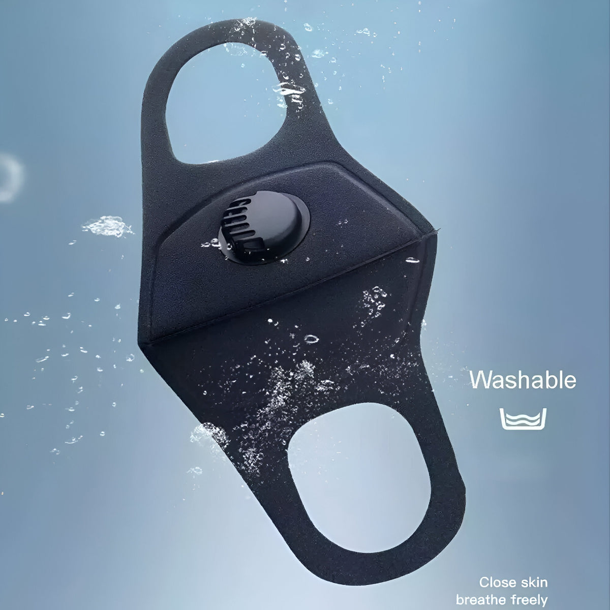 Reusable Air Pollution Face Mouth Mask with PM2.5 Breathing Valve Black