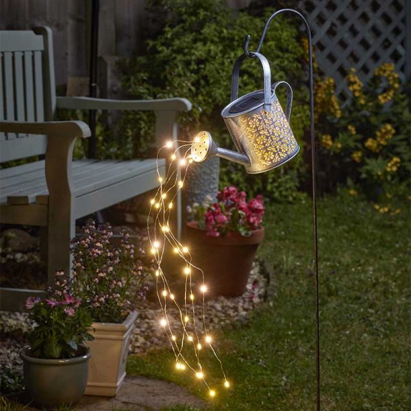Smart Solar Hand Painted Solar Powered Firefly DecorCan Stake Light Silver 1012067 | Inlit Garden Ornament Perfect for Brightening Up any Outdoor Space