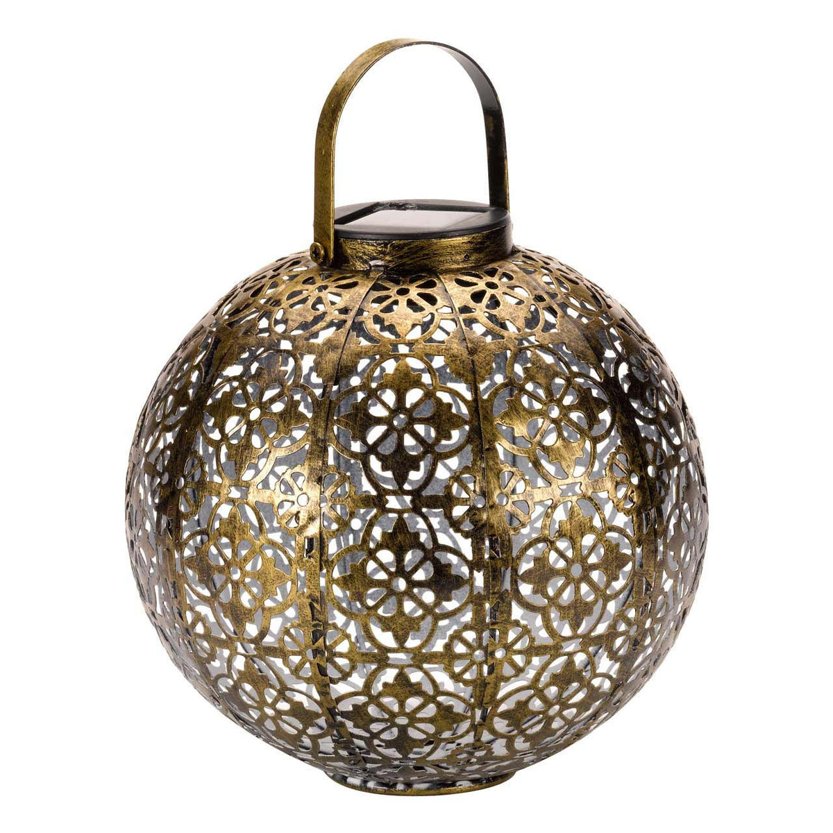 Smart Solar LED Solar Powered Damasquette Lantern Gold 1080031 | Decorative Silhouette Effect | Automatically Illuminates at Dusk | Can be Used as a Tabletop or Hanging Lantern