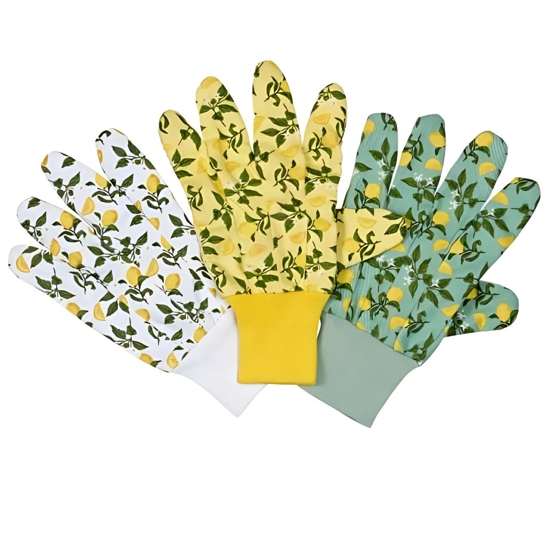 Briers Multi-Task Sicilian Lemon Cotton Grips Gloves Assorted Medium Pack of 3 4560008