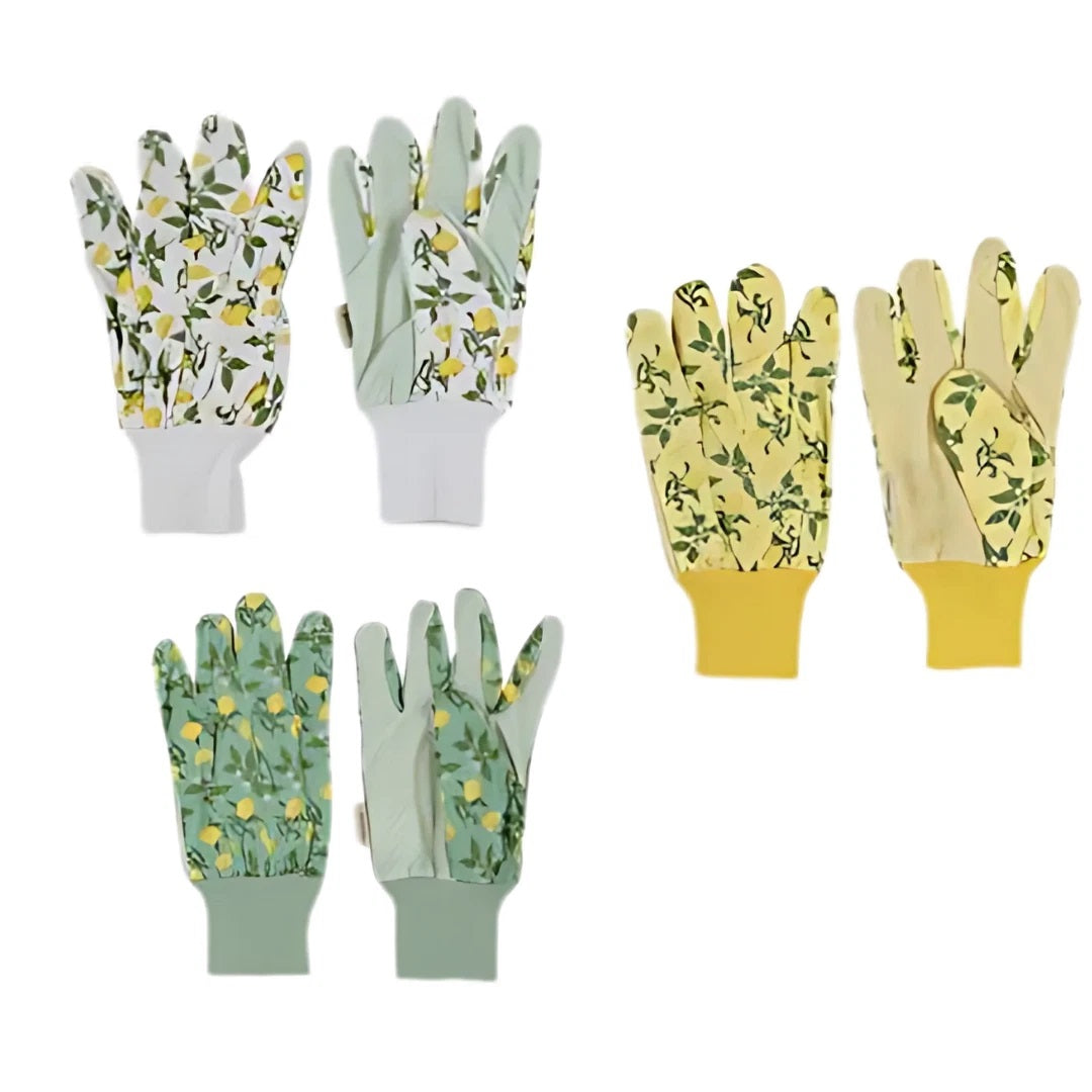 Briers Multi-Task Sicilian Lemon Cotton Grips Gloves Assorted Medium Pack of 3 4560008