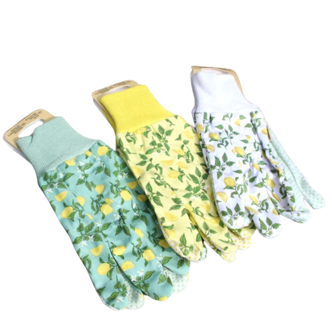 Briers Multi-Task Sicilian Lemon Cotton Grips Gloves Assorted Medium Pack of 3 4560008