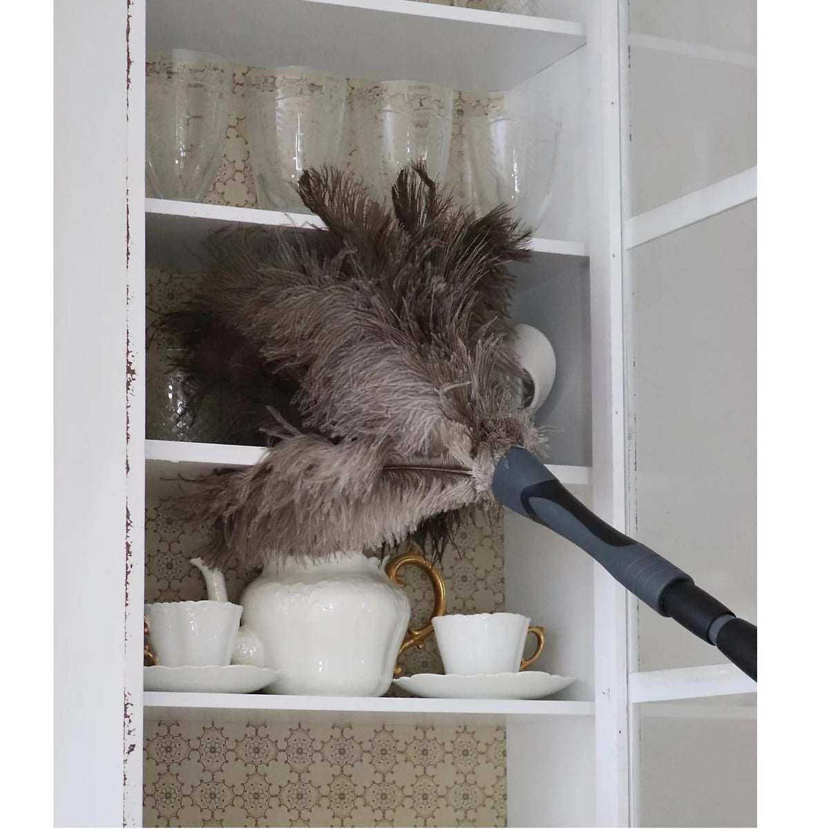 BEN Ozzy Pure Ostrich Feather Telescopic Duster Brown 80205