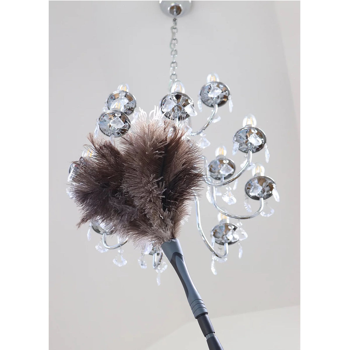 BEN Ozzy Pure Ostrich Feather Telescopic Duster Brown 80205
