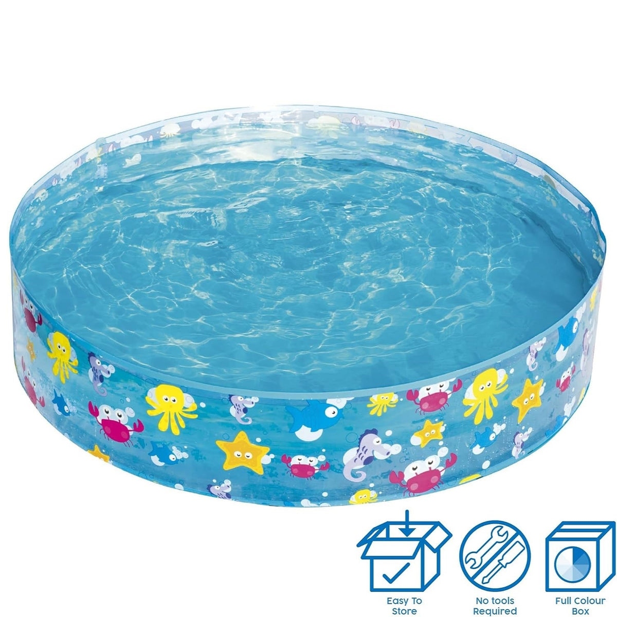 Bestway Fill-N-Fun Sea Creature Paddling Pool Blue 48-Inch x 10-Inch BW55028