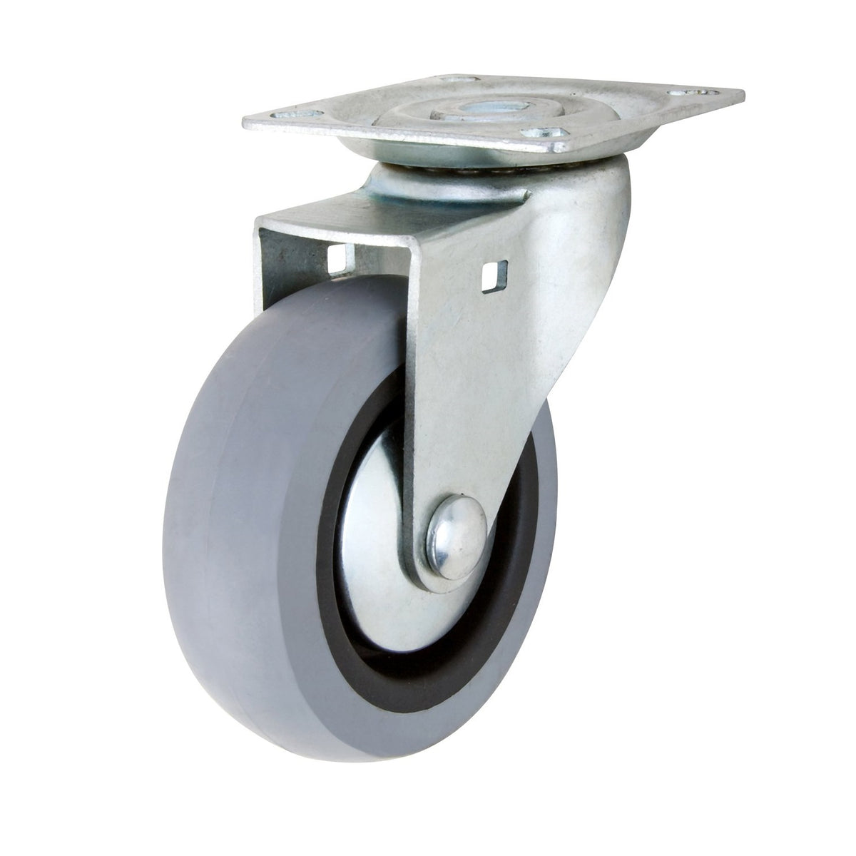 Select Hardware Ambassador Heavy Duty Swivel Plate Castor TPR Wheel Grey 100mm 611006 | Heavy Duty Caster Wheel | 100mm Swivel Caster | TPR Caster Wheel | Industrial Caster Wheel | Grey Caster Wheel | Swivel Plate Caster