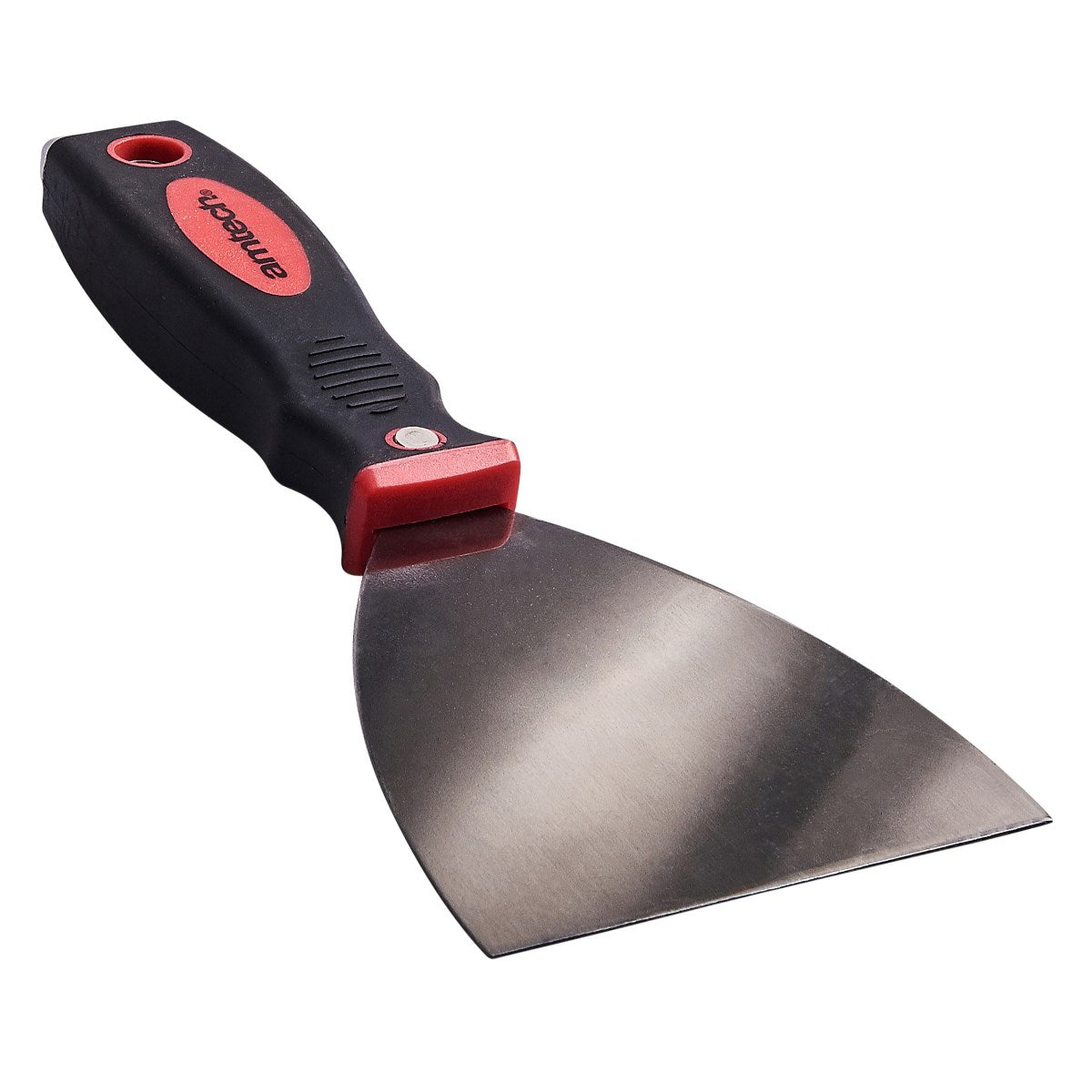 Amtech Stainless Steel Paint Scraper with Doft Grip Handle Black and Red 4-Inch G0675 | Anti-Rust Blade | Durable Striking Cap | Ideal for Paint and Wallpaper Removal