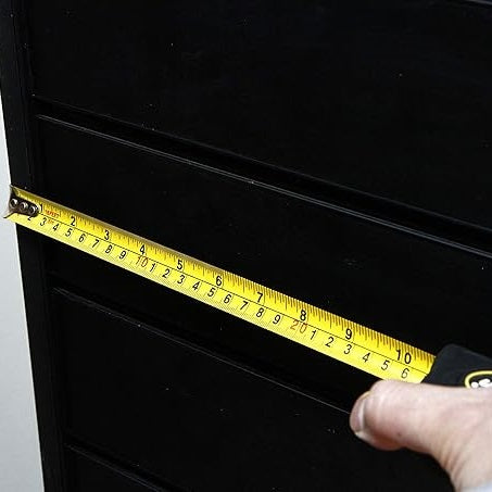 Rolson Auto Lock Tape Measure Black and Yellow 4cm x 9cm x 7.5cm 5Mtr 50565 | Rubber Casing | Nylon-Coated Blade | Belt Clip | Push Button Retrieval | Blade Width - 19mm