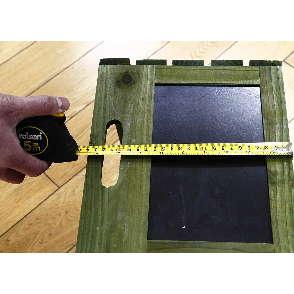 Rolson Auto Lock Tape Measure Black and Yellow 4cm x 9cm x 7.5cm 5Mtr 50565 | Rubber Casing | Nylon-Coated Blade | Belt Clip | Push Button Retrieval | Blade Width - 19mm