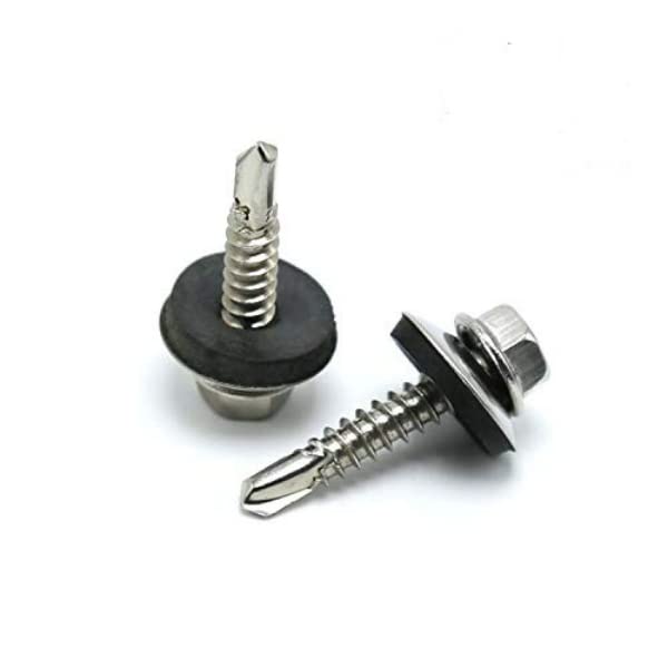 Best Bulk Packs Self Drill Screw Hex Head Bonded Washer Silver 5.5mm x 19mm Pack of 30 ST22
