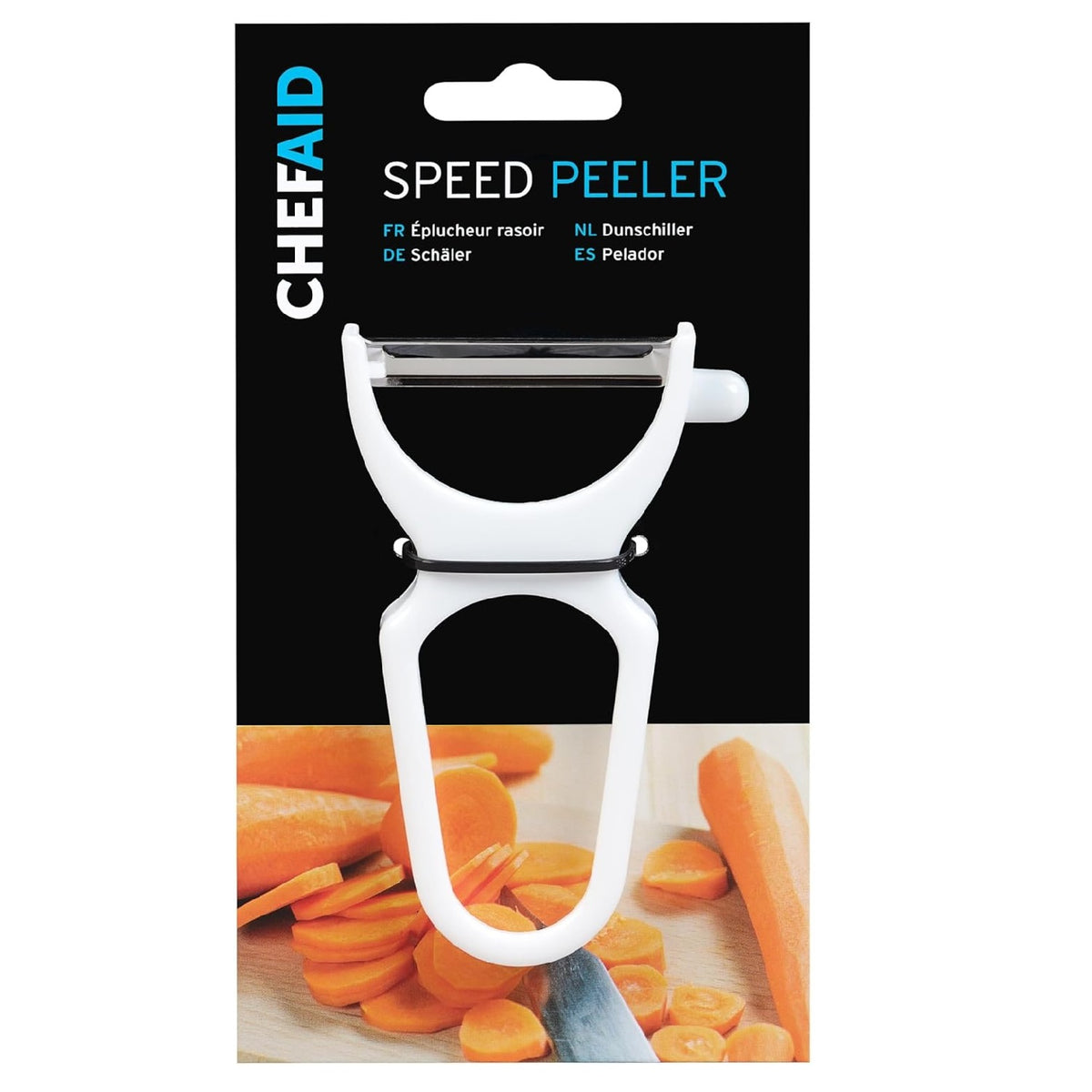 Chef Aid Speed Peeler White W1782 | Quick and Easy Swivel Peeler | Double Edged Steel Peeling Blade | Plastic Grip Handle for Comfort | BPA Free | Dishwasher Safe