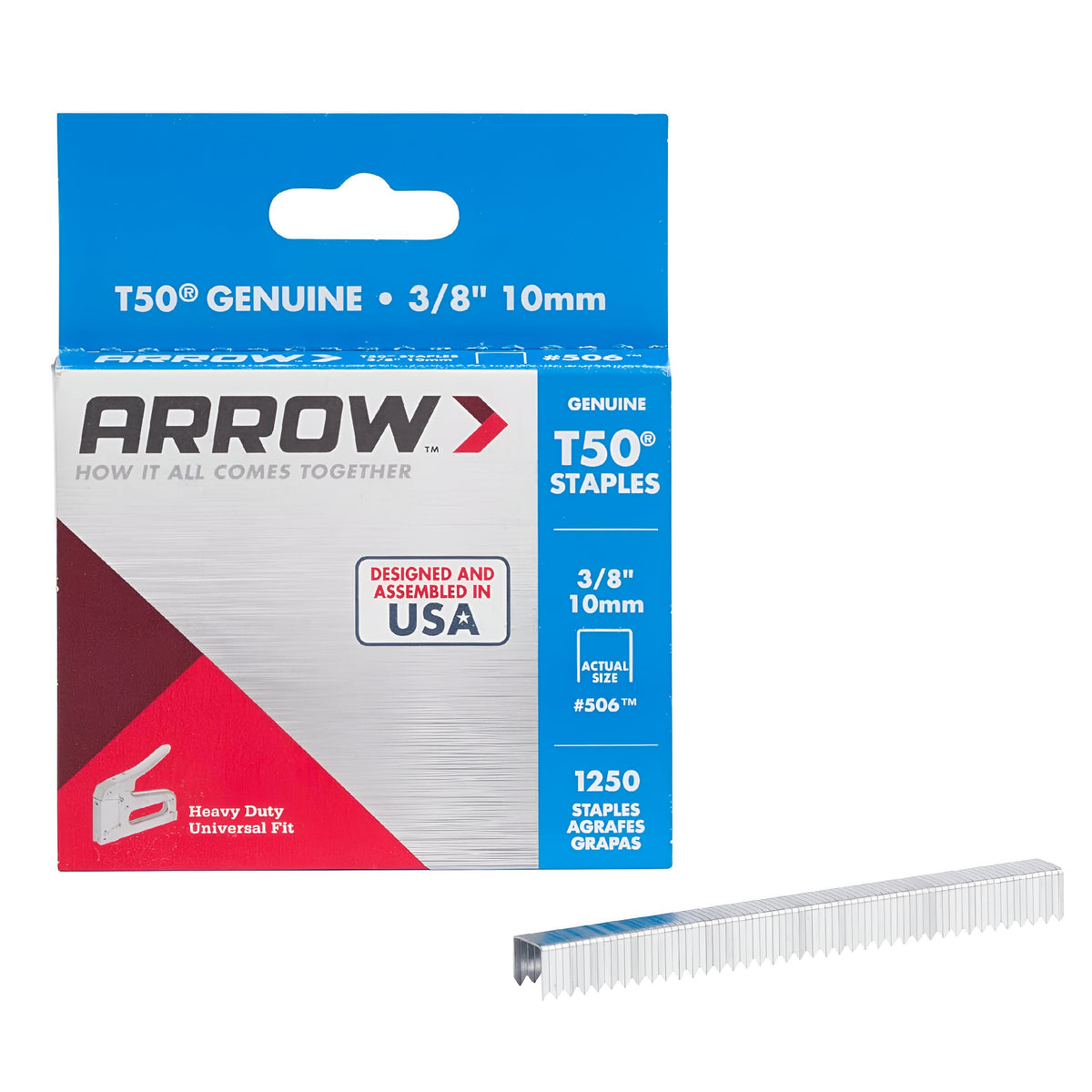 Arrow T50 Staples Silver 10mm Pack of 1250 50624 | Heavy Duty | Universal Fit