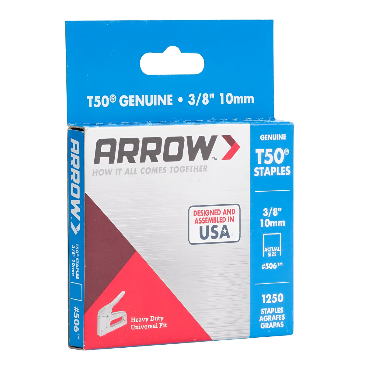 Arrow T50 Staples Silver 10mm Pack of 1250 50624 | Heavy Duty | Universal Fit