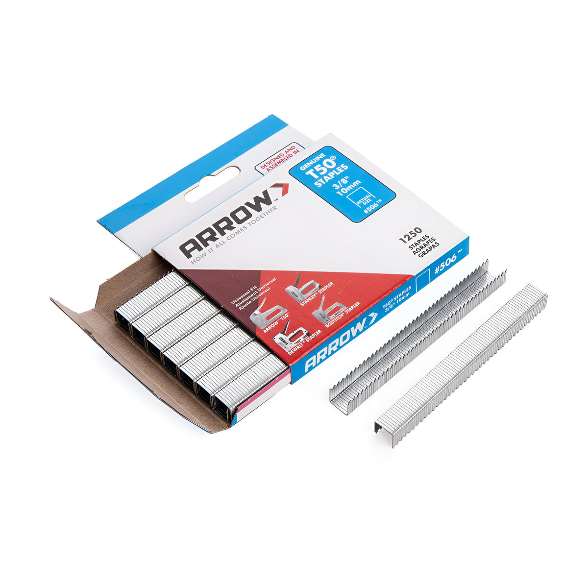 Arrow T50 Staples Silver 10mm Pack of 1250 50624 | Heavy Duty | Universal Fit