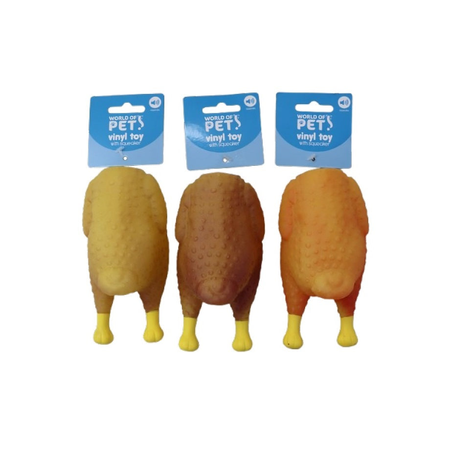 RSW World of Pets Squeaky Vinyl Roast Chicken Dog Toy Assorted Colours WP1563