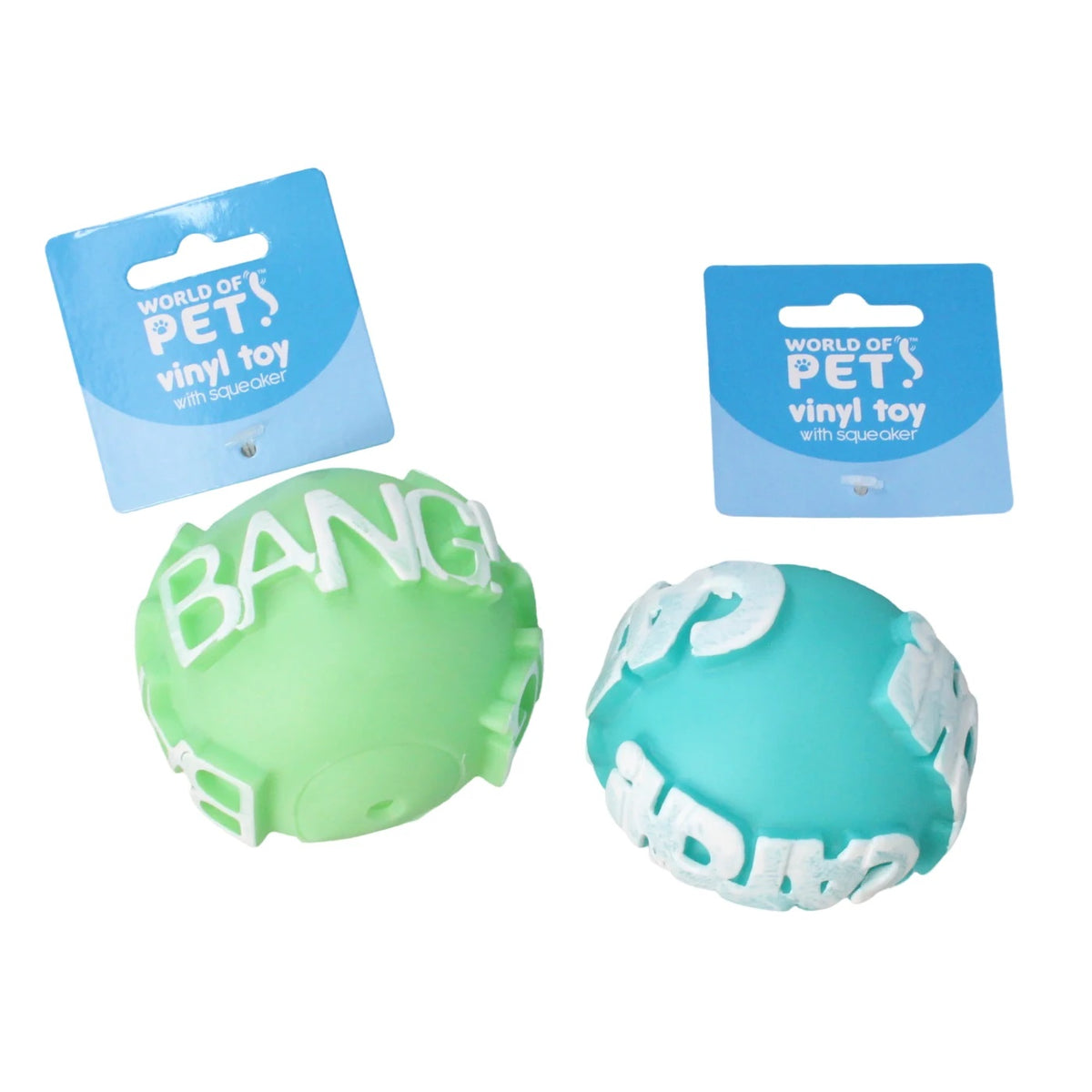 RSW World of Pets Squeaky Vinyl Word Ball Toy Assorted Colours WP1461