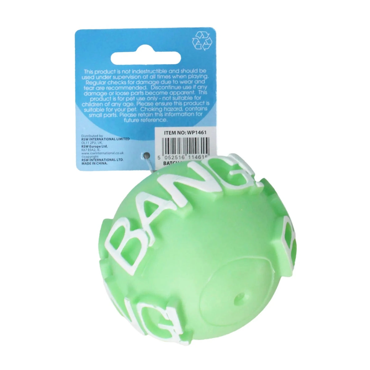 RSW World of Pets Squeaky Vinyl Word Ball Toy Assorted Colours WP1461