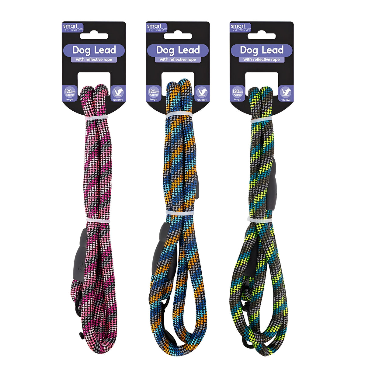 RSW Smart Choice Dog Lead with Reflective Rope Assorted Colours L120cm Pack of 1 SC1737