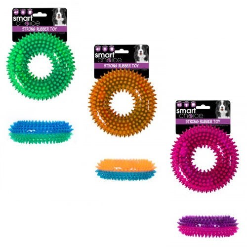 RSW Smart Choice Rubber Ring Dog Toy with Flash and Squeaker Assorted Colours SC162 | Lightweight and Robust Rubber | Helps to Maintain Dental Hygiene | Great for Games of Throw and Fetch