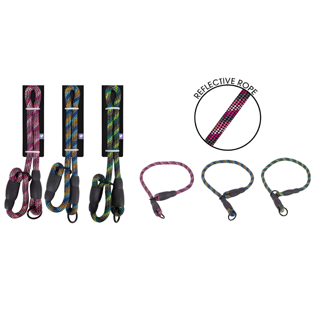 RSW Smart Choice Slip Dog Collar with Reflective Rope Assorted Colours 55cm x 1.2cm Pack of 1 SC1738
