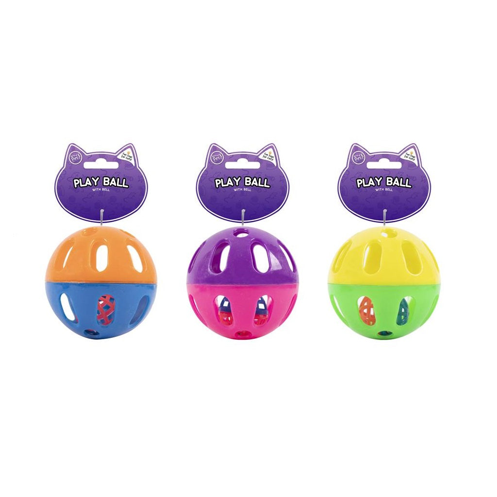 RSW World of Pets Cat Play Ball Toy With Bell Assorted Colours WP388