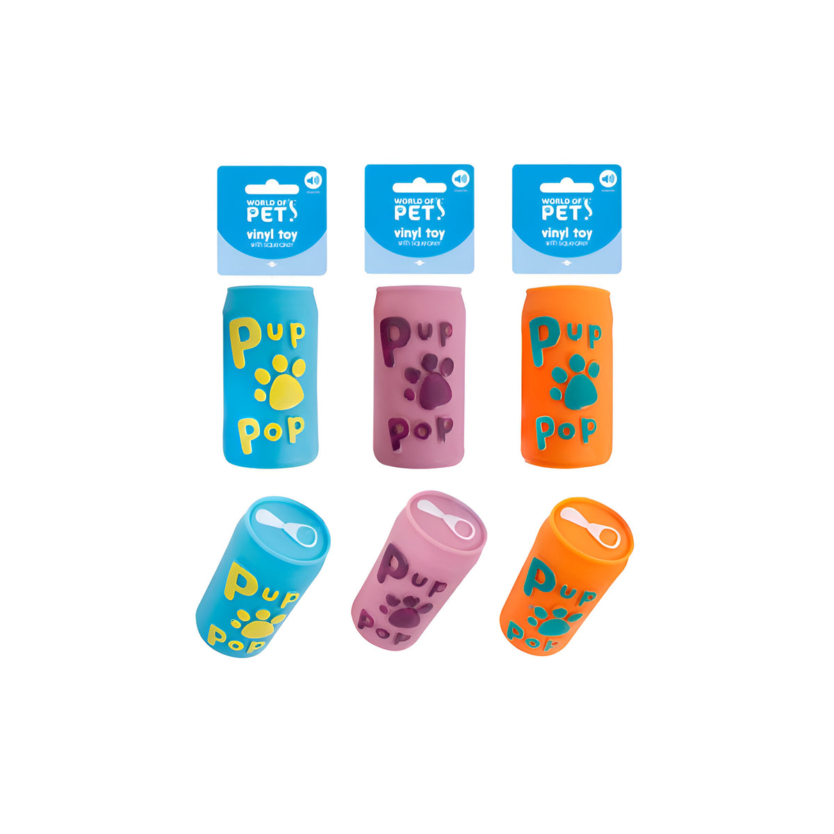RSW World of Pets Squeaky Vinyl Soda Can Toy Assorted Colours 10cm Pack of 1 WP1561
