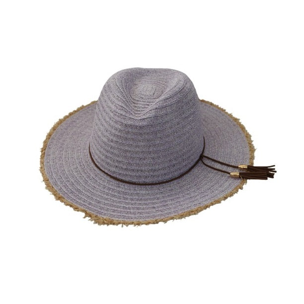 RJM Foxbury Ladies Straw Fedora Hat Purple Medium-Large GL670 | Summer Sun Hat | Stylish Beach or Holiday Accessory