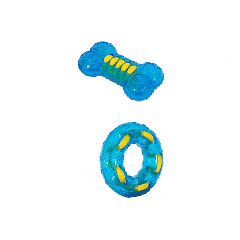 Smart Choice Rubber Ring Dog Toys with Rope Assorted Colours Pack of 1 SC058 | Durable and Bone Design | Helps to Maintain Dental Hygiene | Pet Toy for Small to Medium Dogs | Lightweight and Robust Rubber | Great for Games of Throw and Fetch