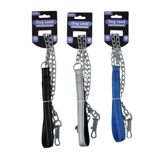 Smart Choice Dog Lead with Soft Grip Handle Assorted Colours 120cm Pack of 1 SC092 | Reflective Chain Lead | Strong and Durable Pet Leash for Dogs