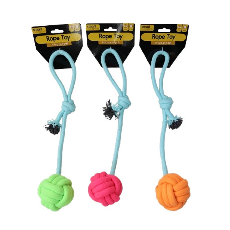 RSW Smart Choice Tug and Pull Ball Rope Dog Toy Assorted Colours SC1791 | Great for Games of Tug and Pull | Knotted Rope to Maintain Dental Hygiene