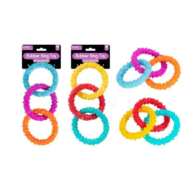 RSW Smart Choice Rubber Ring Dog Toy Assorted Colours SC1132 | Lightweight and Robust Rubber | Helps to Maintain Dental Hygiene | Great for Games of Throw and Fetch