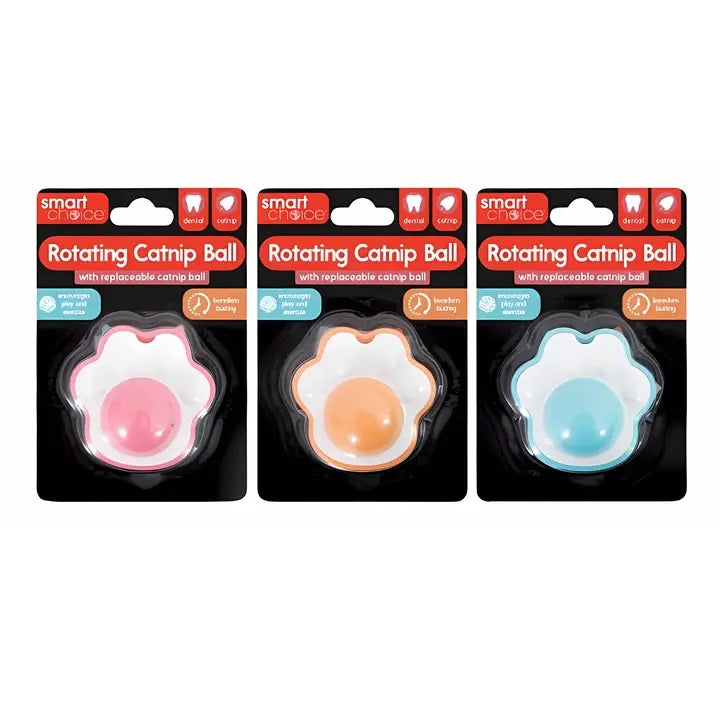 RSW Smart Choice Rotating Catnip Ball with Replaceable Catnip Ball Assorted Colours SC1576 | Great for Dental Care