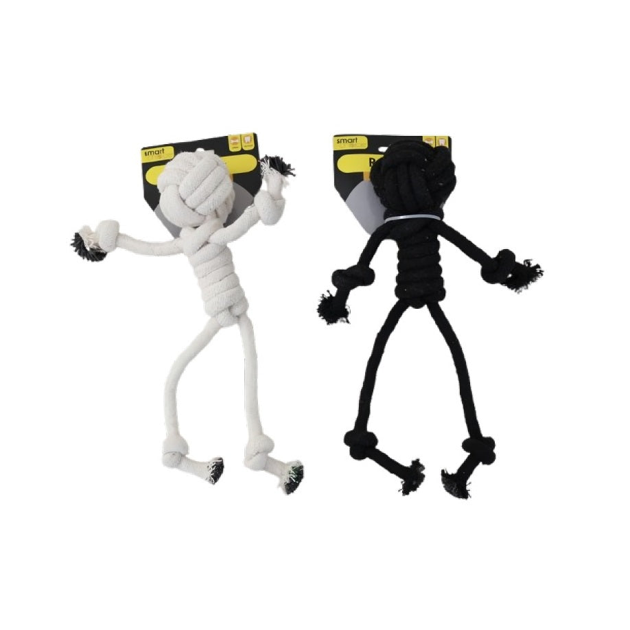 RSW Smart Choice Man Shaped Rope Dog Toy Black and White SC1714