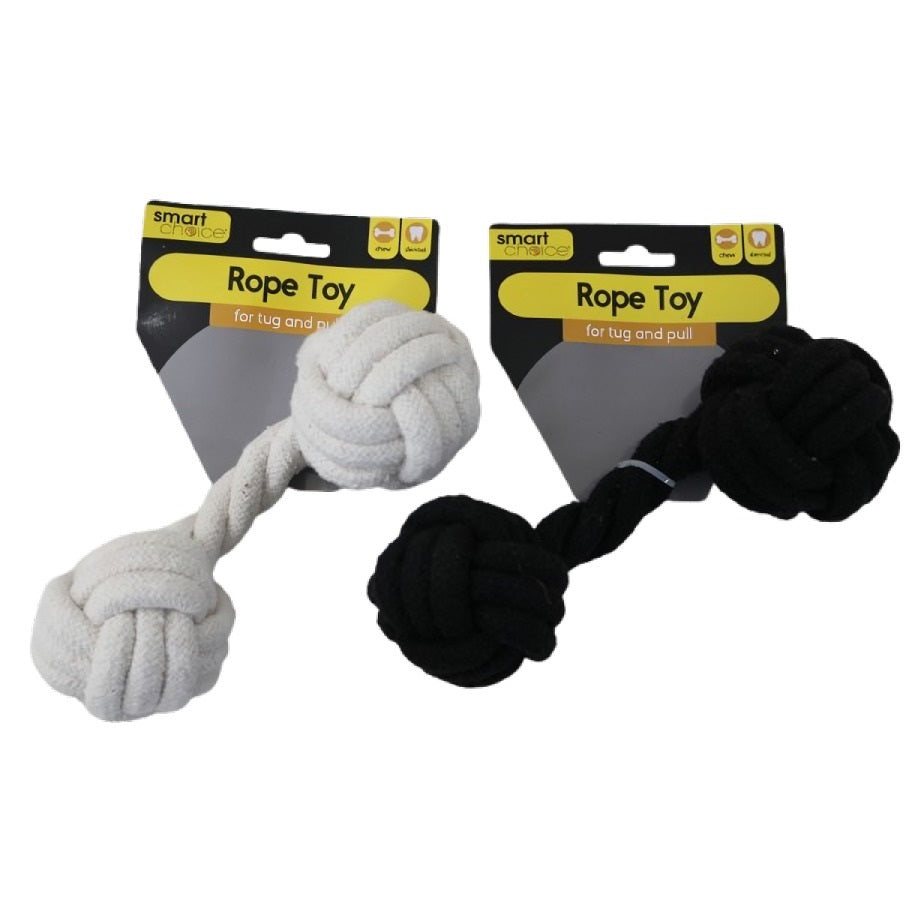 RSW Smart Choice Knotted Dumbbell Rope Dog Toy Black and White SC1713