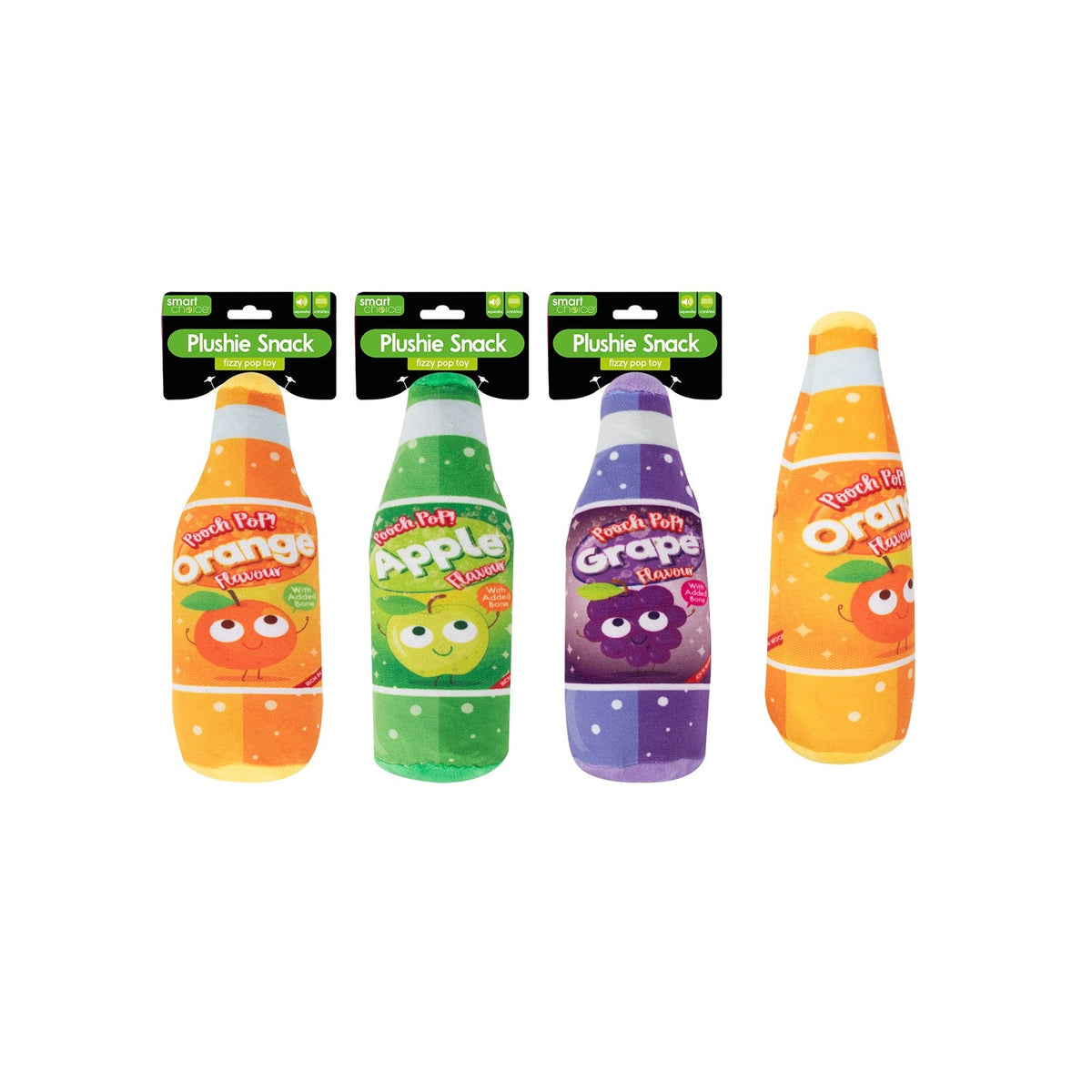 RSW Smart Choice Squeaky Plush Crinkle Bottle Dog Toy Assorted Colours SC1731 | Soft and Cuddly Plush | Fun Squeaker and Crinkle to Encourage Play | Ideal Comforting Companion