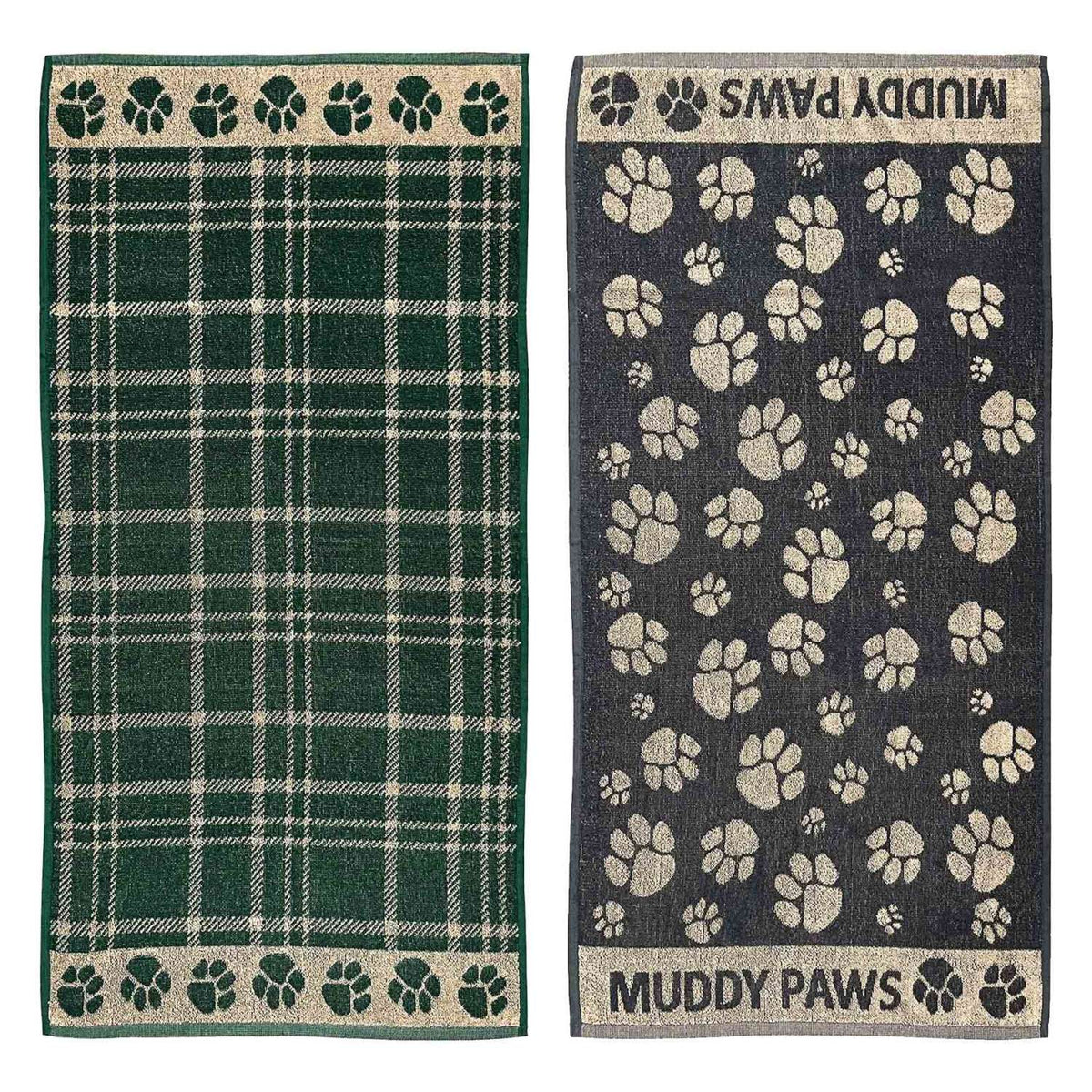 Country Club Smart Pets Jacquard Pet Towel Assorted Colours 60cm x 125cm Pack of 1 PET227233 | Muddy Paw Design | Super Absorbent Dog Drying Towel | Soft Texture