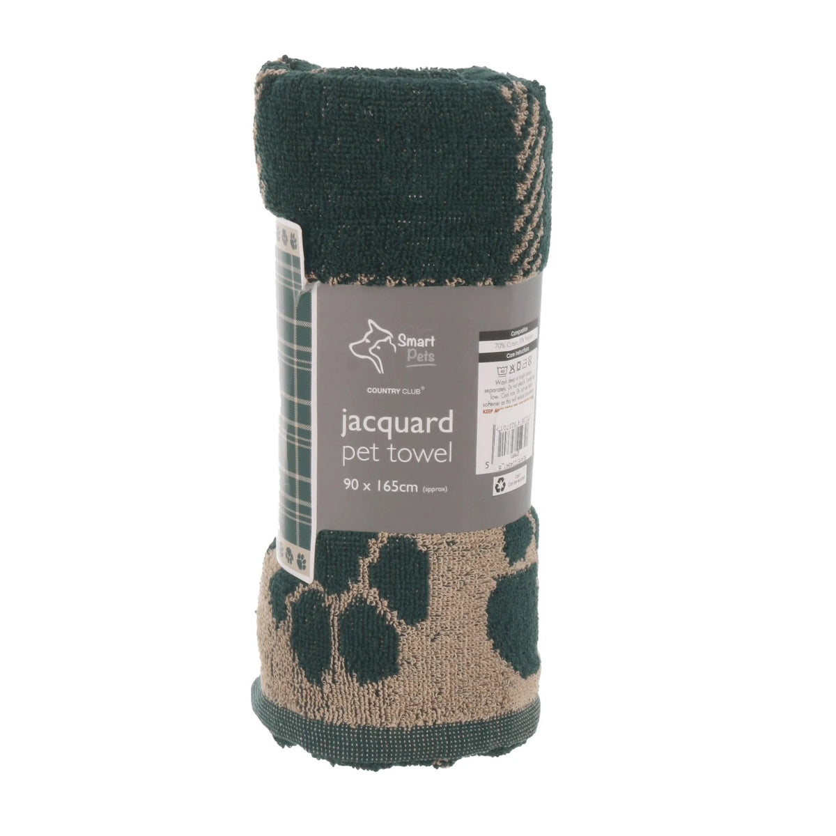 Country Club Smart Pets Jacquard Pet Towel Assorted Colours 60cm x 125cm Pack of 1 PET227233 | Muddy Paw Design | Super Absorbent Dog Drying Towel | Soft Texture