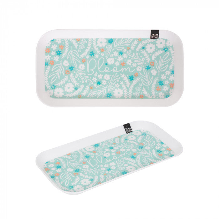 RSW Mad About Mugs Rectangular Serving Trays Assorted Colours 28.5cm x 15cm Pack of 1 AM4475 | Time for Tea and Bloom Designs | Snack Trays for Tea-Coffee and Biscuits