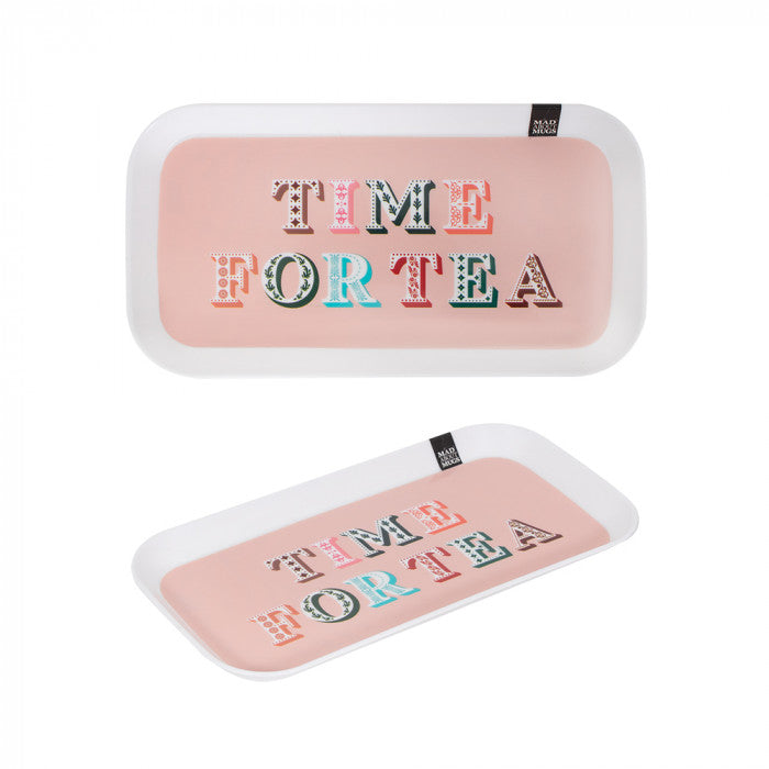 RSW Mad About Mugs Rectangular Serving Trays Assorted Colours 28.5cm x 15cm Pack of 1 AM4475 | Time for Tea and Bloom Designs | Snack Trays for Tea-Coffee and Biscuits