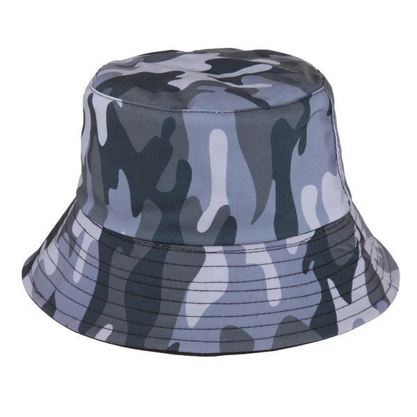 Tom Franks Men Reversible Camouflage Bucket Hat Grey Camo Medium-Large GL690 | Outdoor Sun Hat | Lightweight and Breathable