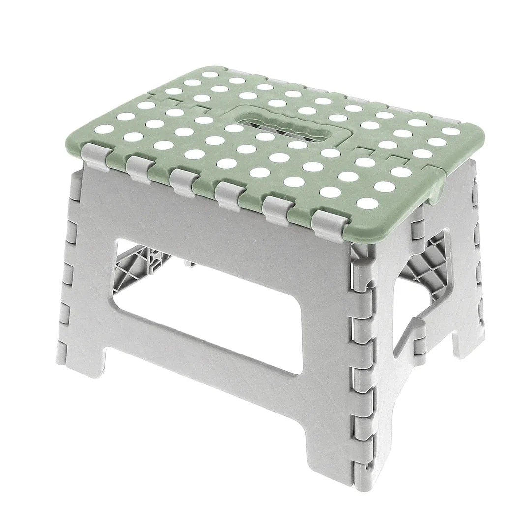 Country Club Folding Step Stool Grey and Green 23cm HWP230448 | Anti-Slip Dots | 150Kg Capacity | Strong, Durable and Portable | Ideal for Home-Kitchen or Bathroom Use | Conforms To EN 14183 | Neatly Folds Down for Easy Storage