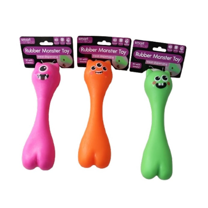 RSW Smart Choice Rubber Monster Baton and Treat Dispenser Assorted Colours SC1623 | Great for Mental Stimulation and Boredom Busting | Fun Squeaker to Encourage Play | Helps to Maintain Dental Hygiene